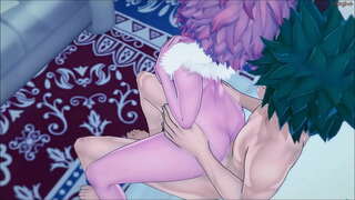 Идзуку Мидория трахает үз симпатичную подругу команда буенча Мину дивар янында - MHA Хентай.